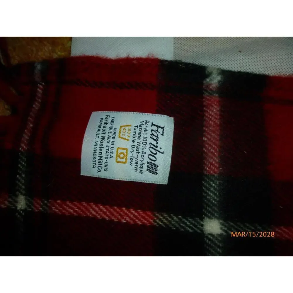 Faribo Woolen Mills Acrylic Blanket Fringed Throw Campus‎ Plaid Tartan 40x50